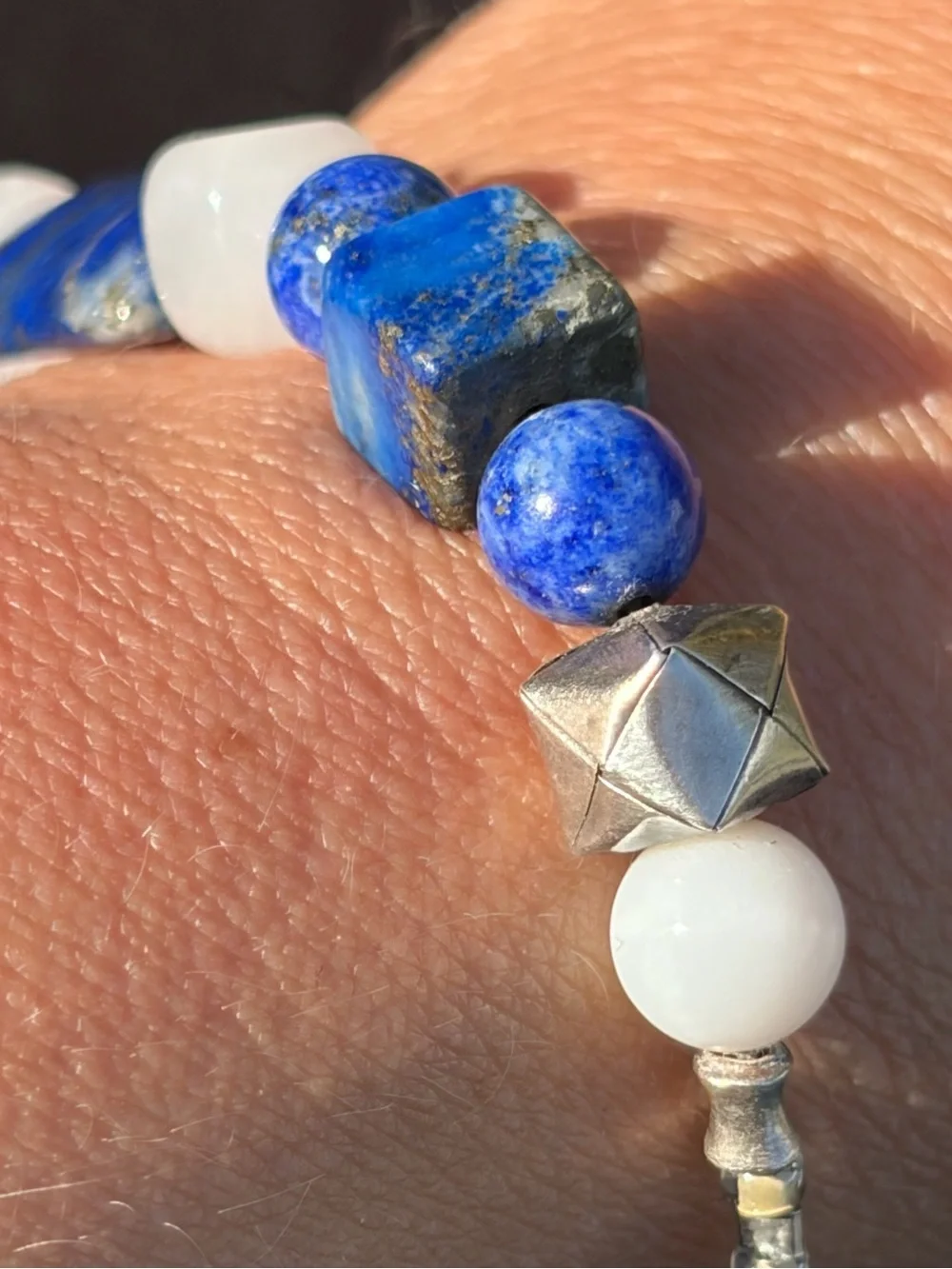 Lapis Lazuli, Quartz, .925 Artisan Hand Crafted Bracelet